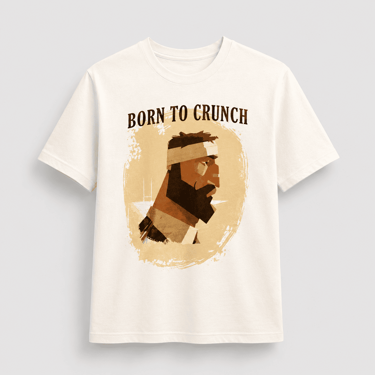 T-shirt rugby Born to Crunch écru vue de face