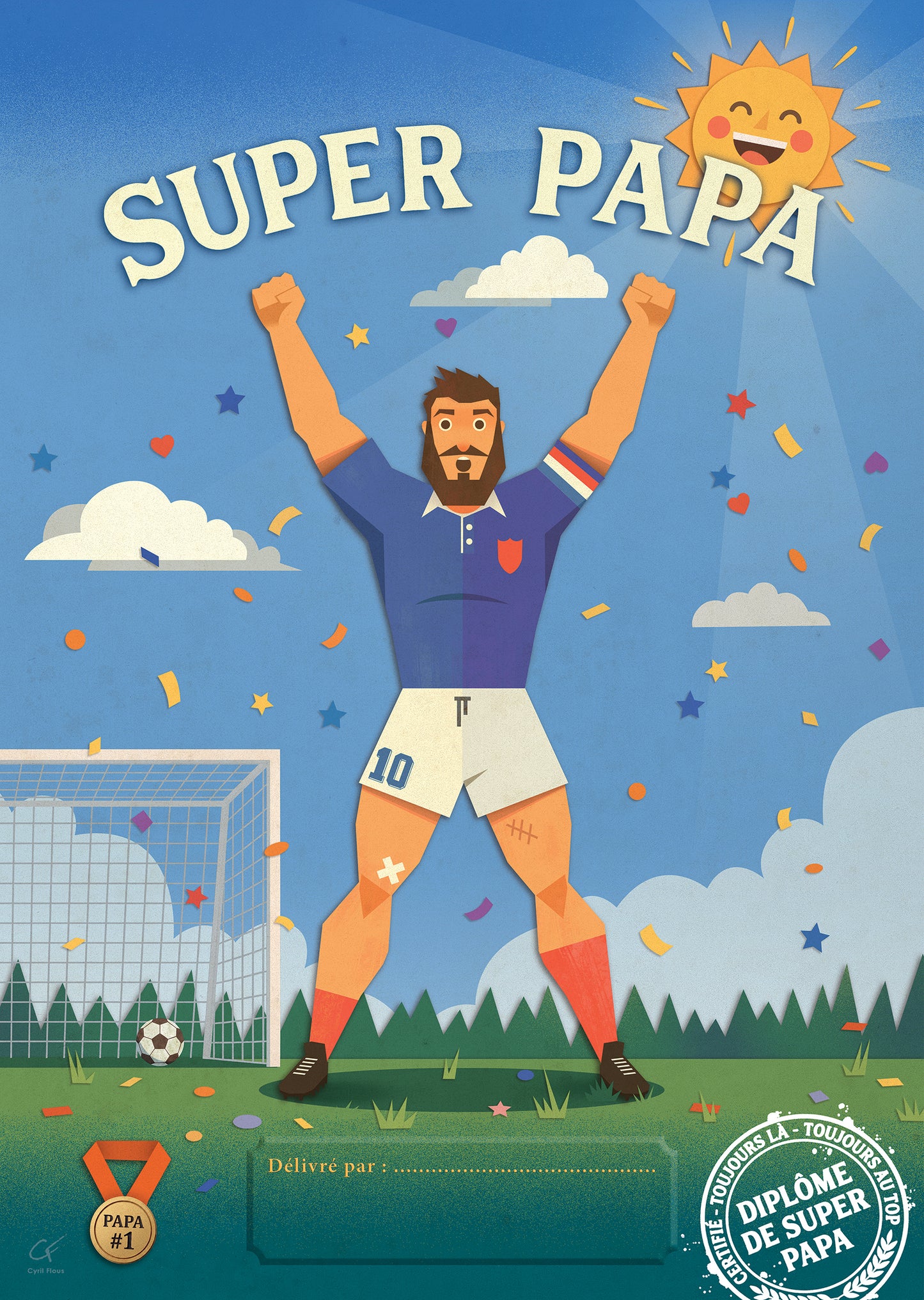 Affiche Diplôme de Super Papa Foot – Cadeau Fête des Pères