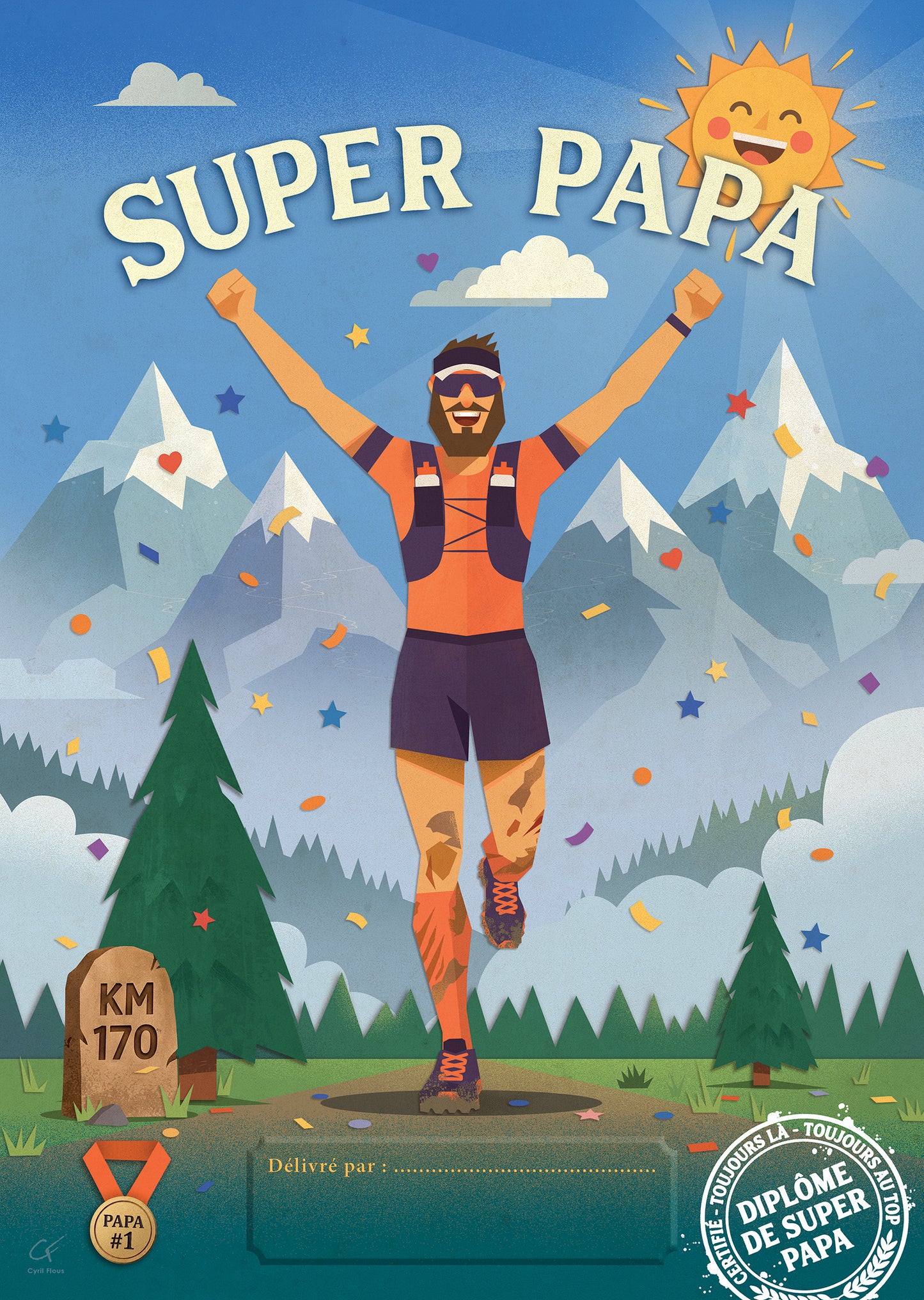 Affiche Diplôme de Super Papa — Trail