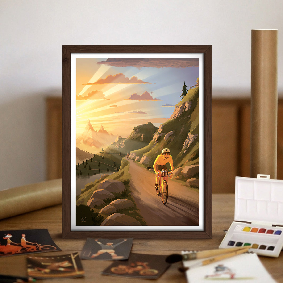 Affiche L'Échappée du maillot jaune illustrée par Cyril