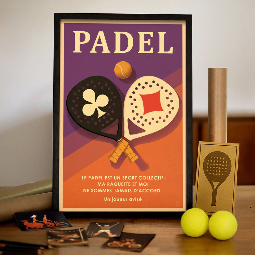 Affiche padel Sport Collectif illustrée par Cyril