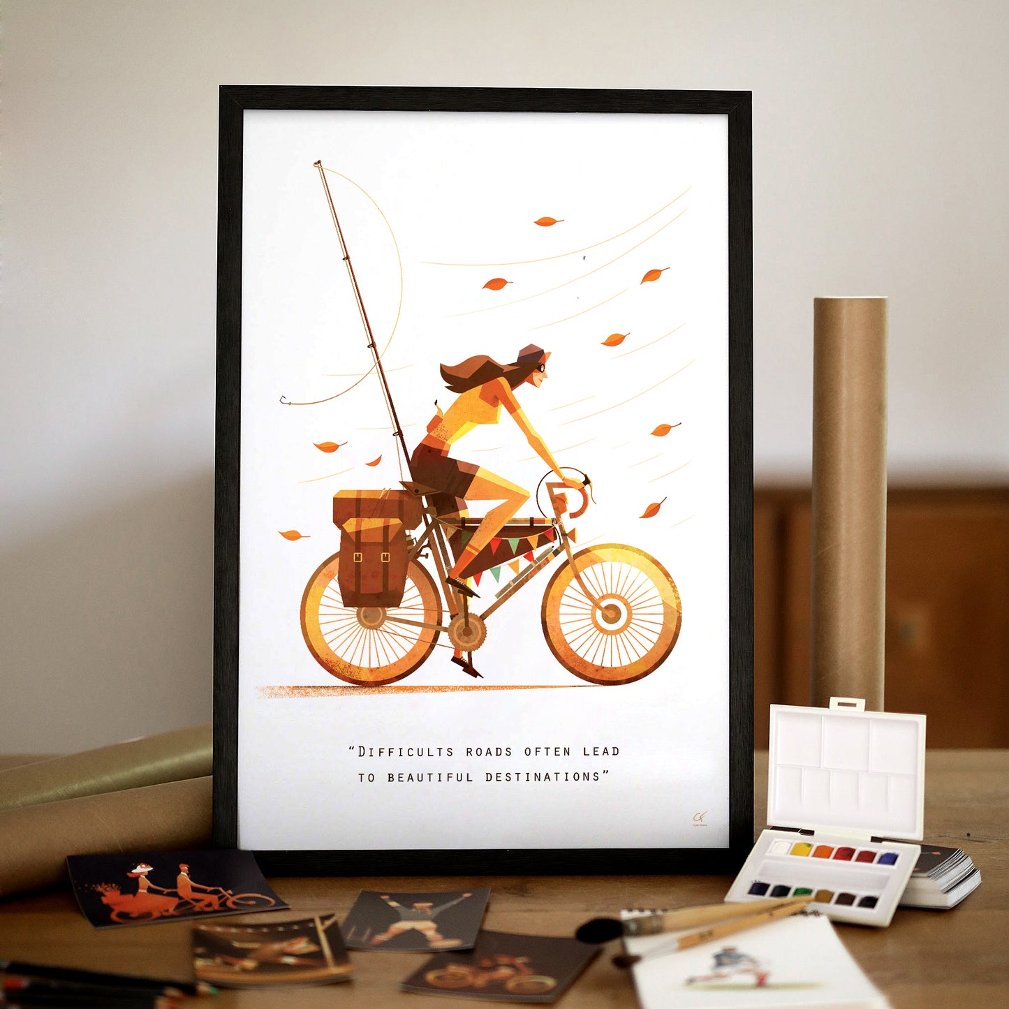 Affiche Bickepacking ''Difficults roads''