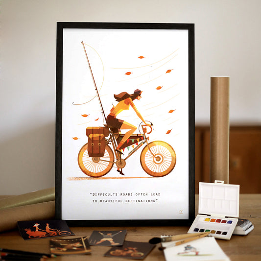 Affiche Bickepacking ''Difficults roads''