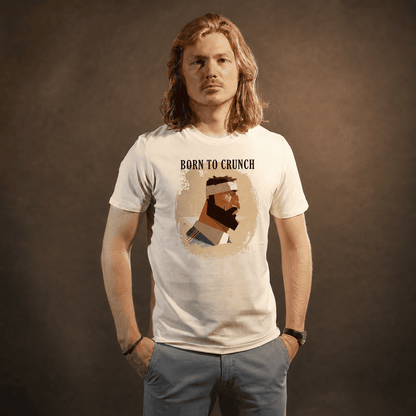 T-shirt rugby Born to Crunch illustration joueur barbu