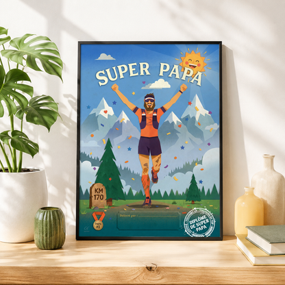Affiche Diplôme de Super Papa — Trail