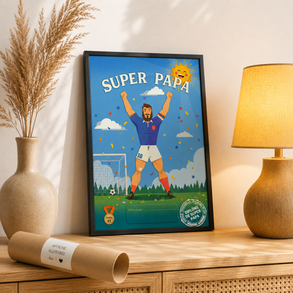 Affiche Diplôme de Super Papa Foot – Cadeau Fête des Pères