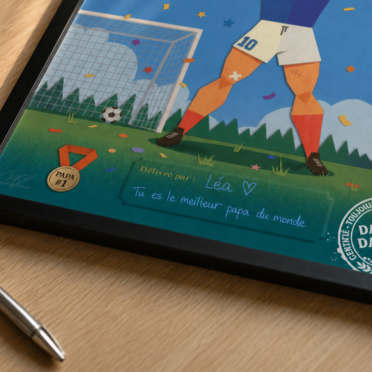 Affiche Diplôme de Super Papa Foot – Cadeau Fête des Pères
