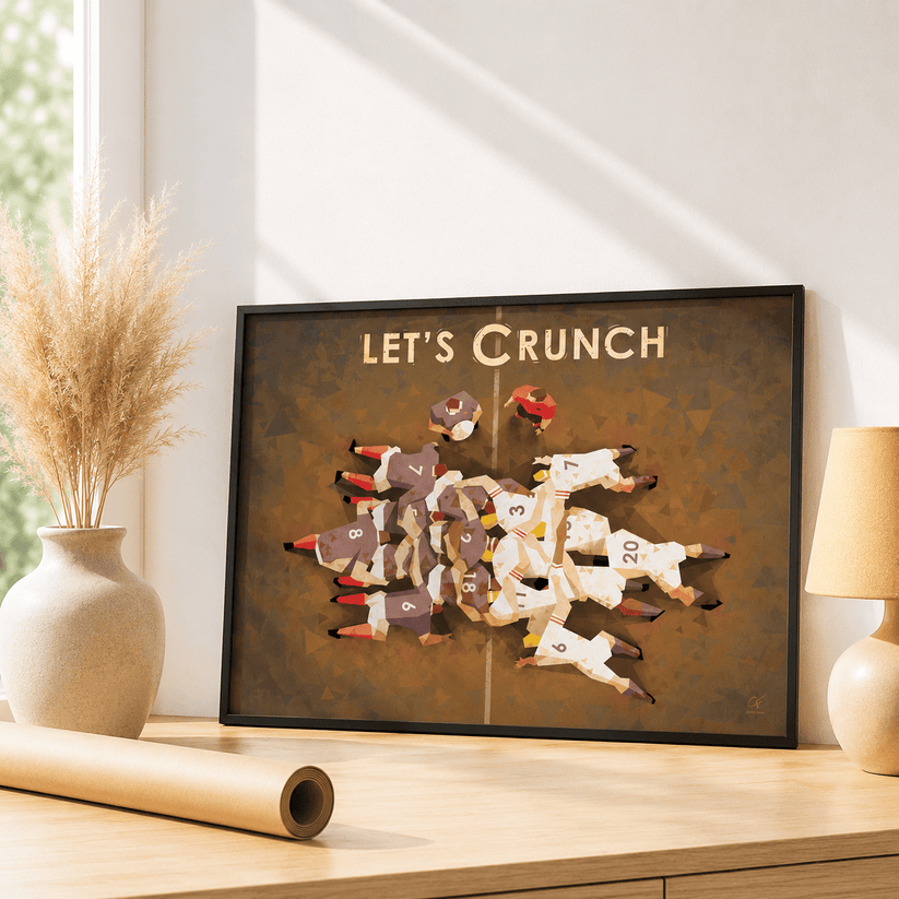 Affiche rugby Mêlée France contre Angleterre illustrée par Cyril