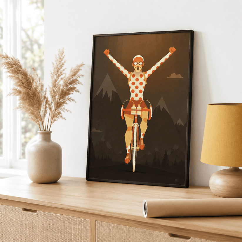 Affiche vélo Maillot à Pois illustrée par Cyril