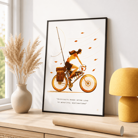 Affiche vélo bikepacking « Difficult Roads »