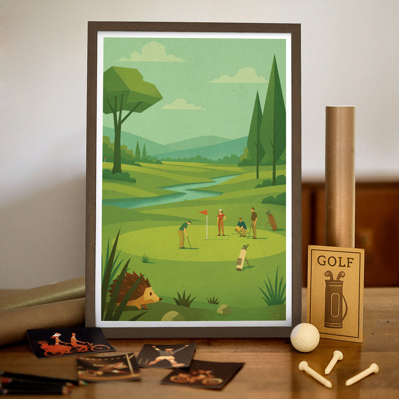 Affiche golf Putting vintage, cadeau papa golfeur