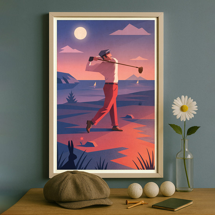 Affiche golf Le swing parfait, idée cadeau fête des pères golf