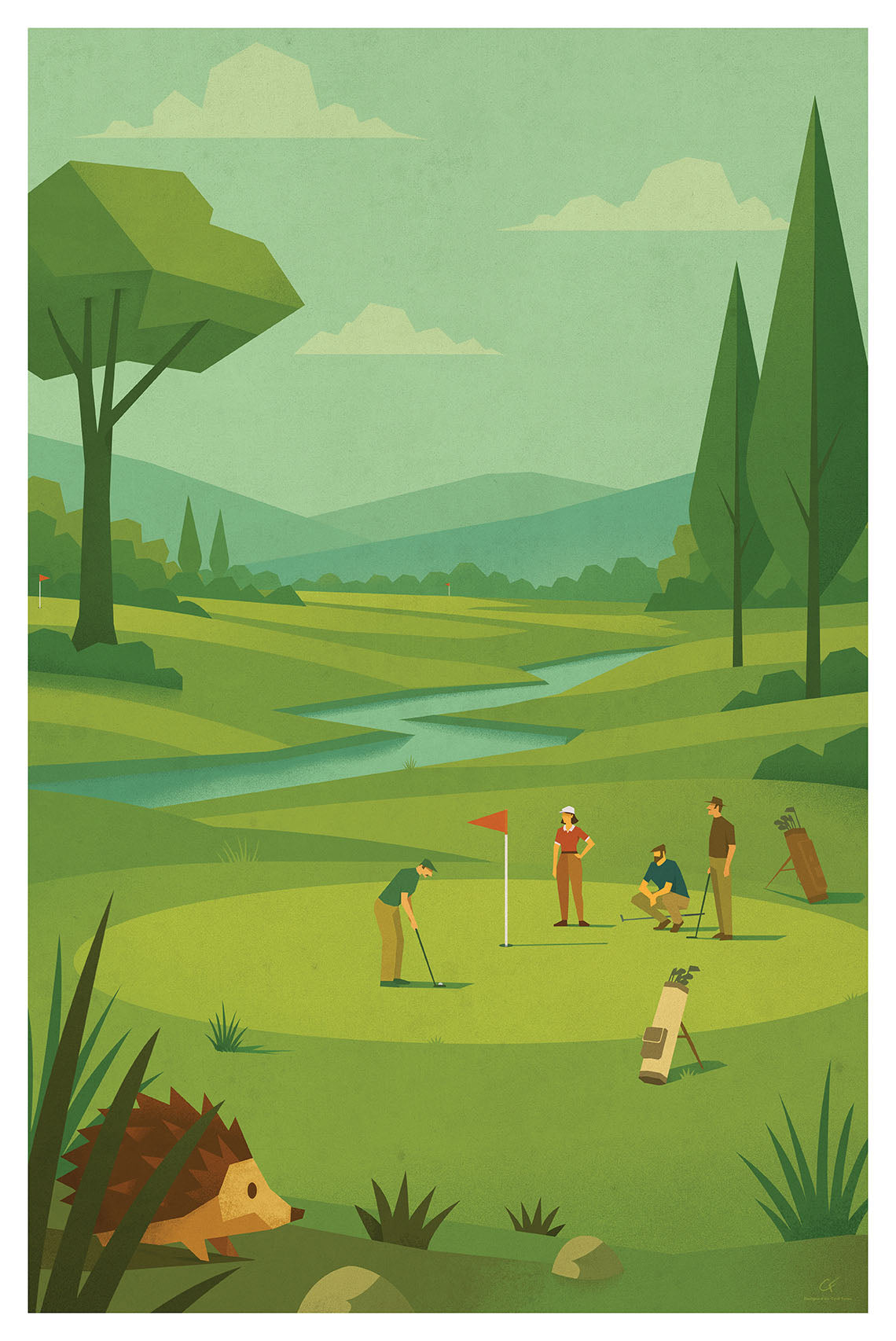 Affiche Golf « Putting » – Illustration vintage
