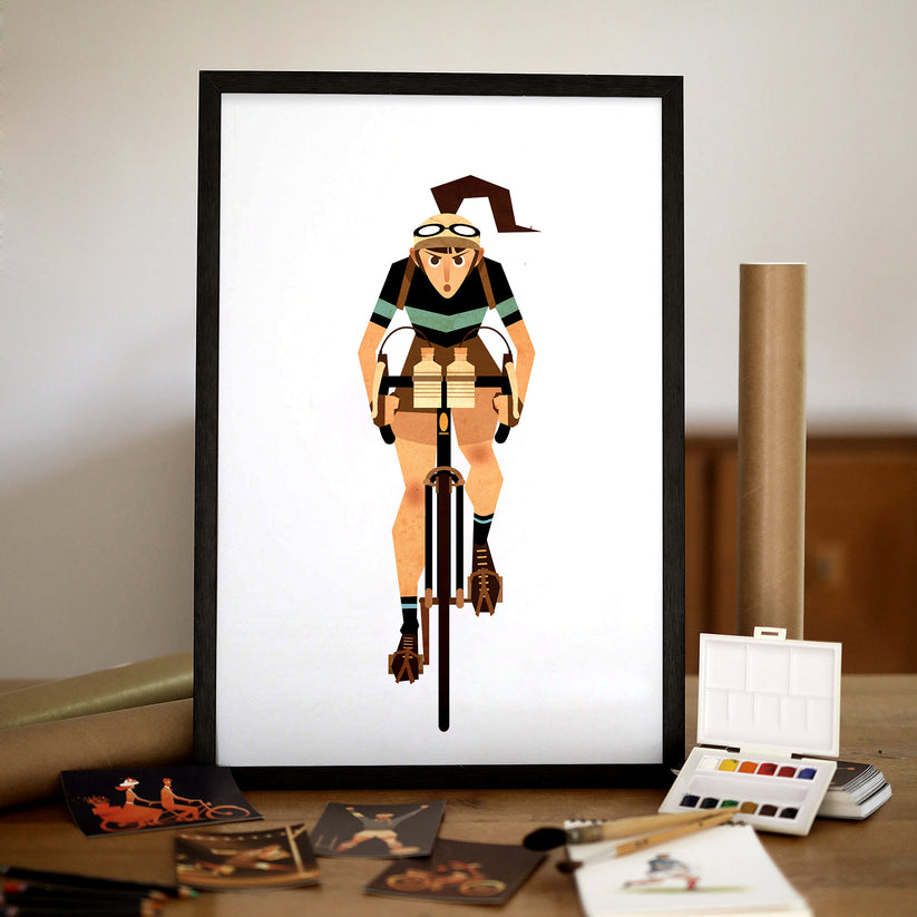 Affiche vélo Team Stamina illustrée par Cyril