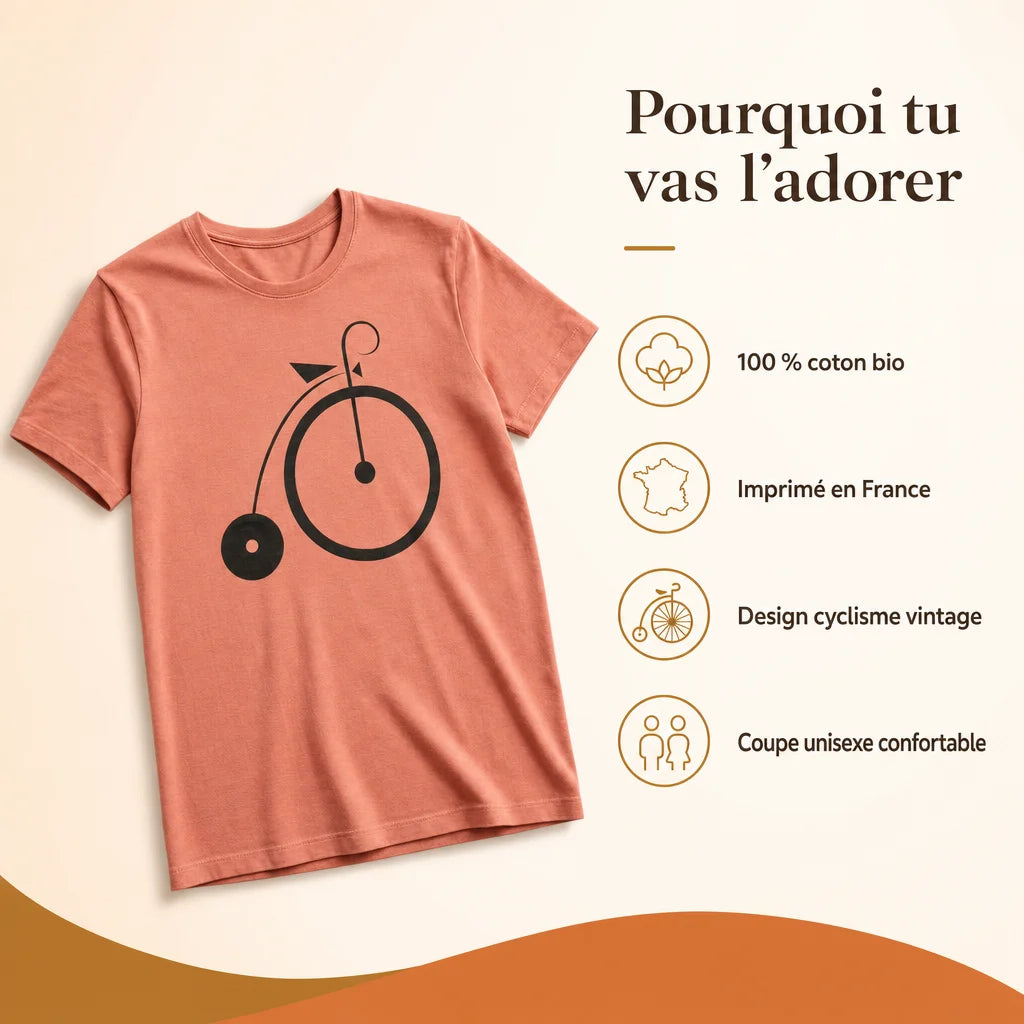 T-shirt vintage « Grand Bi » Unisexe, coton bio : benefices cles