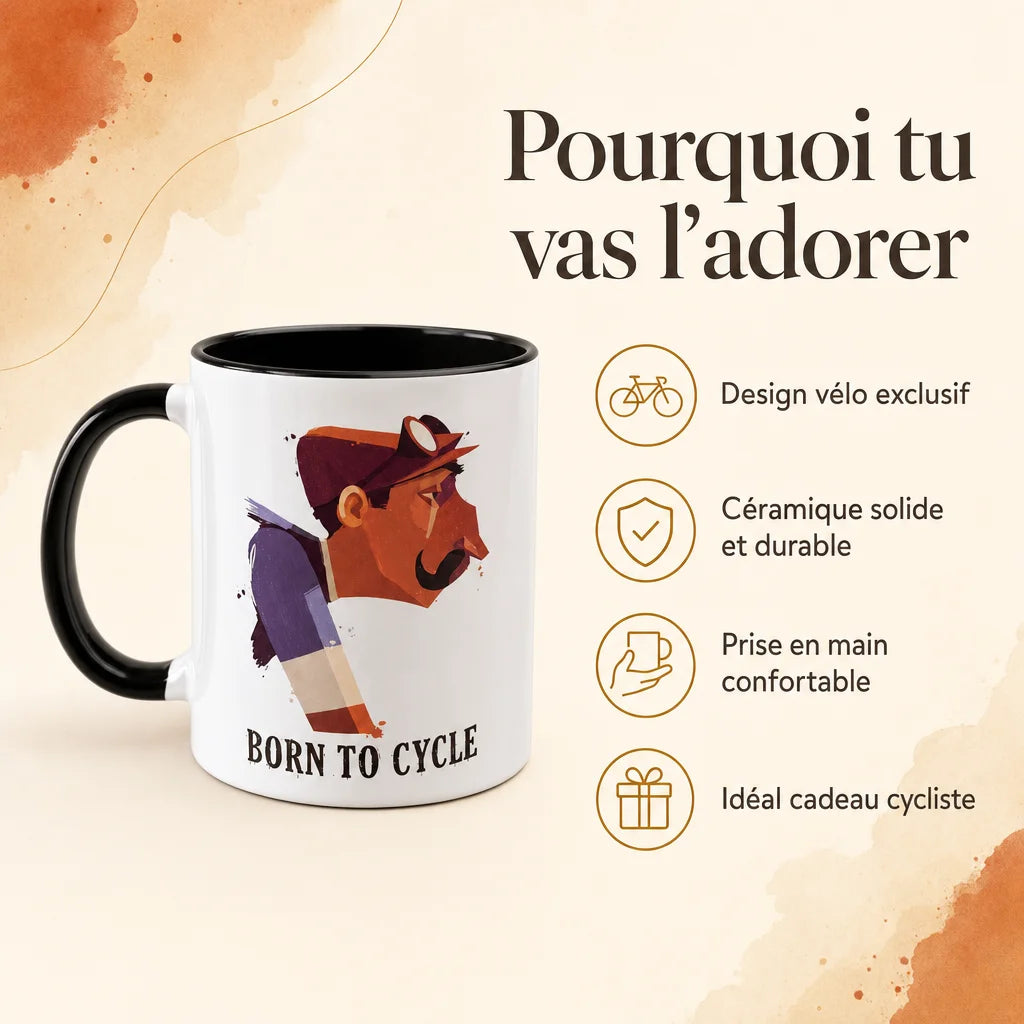 Mug vélo "Born to cycle" : benefices cles