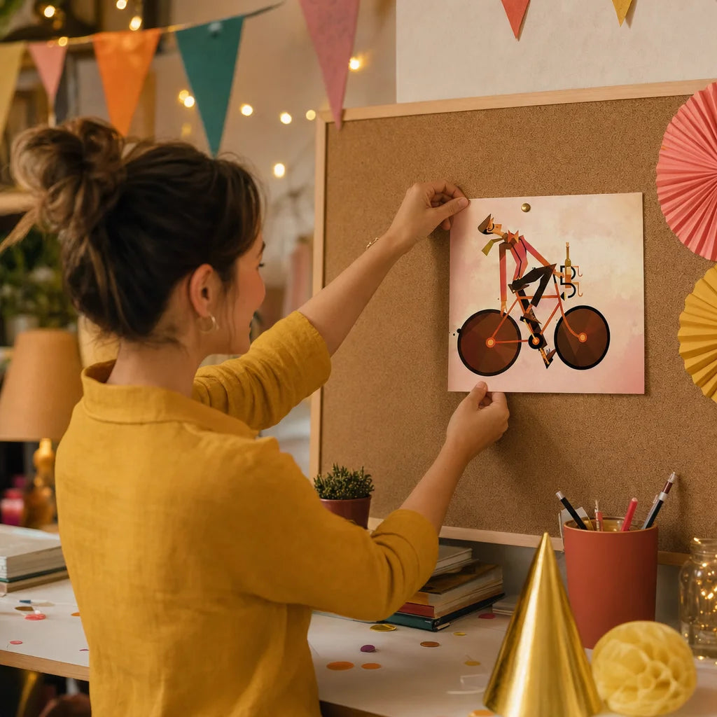 Tirage d'art "Fêtard" format carte postale en situation