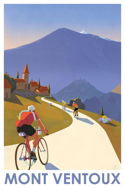 Affiche Mont Ventoux vélo vintage – illustration cyclisme Le Géant de Provence